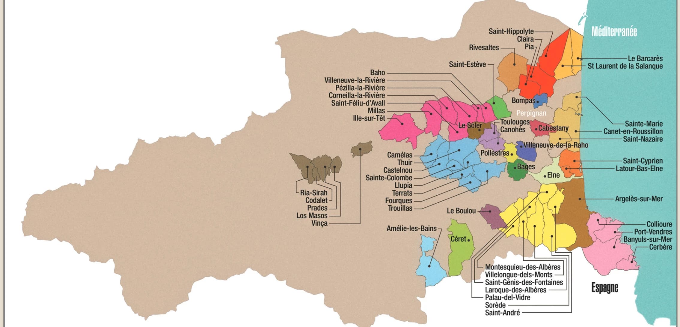 Carte de diffusion des guides A4 Communication dans les Pyrénées-Orientales